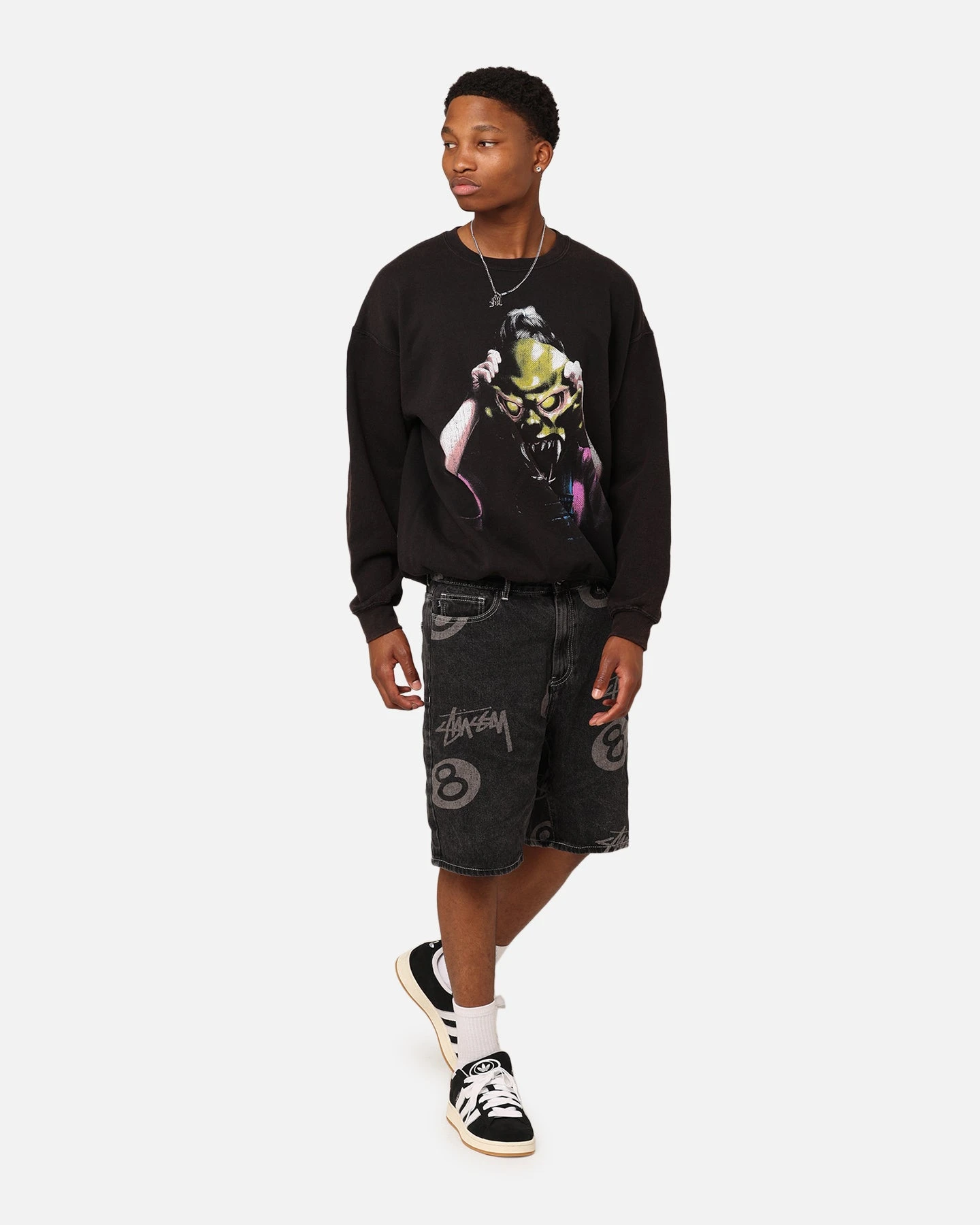 American Thrift X Goosebumps The Haunted Mask Crewneck Black Wash 5 American Thrift X Goosebumps The Haunted Mask Crewneck Black Wash - Image 3