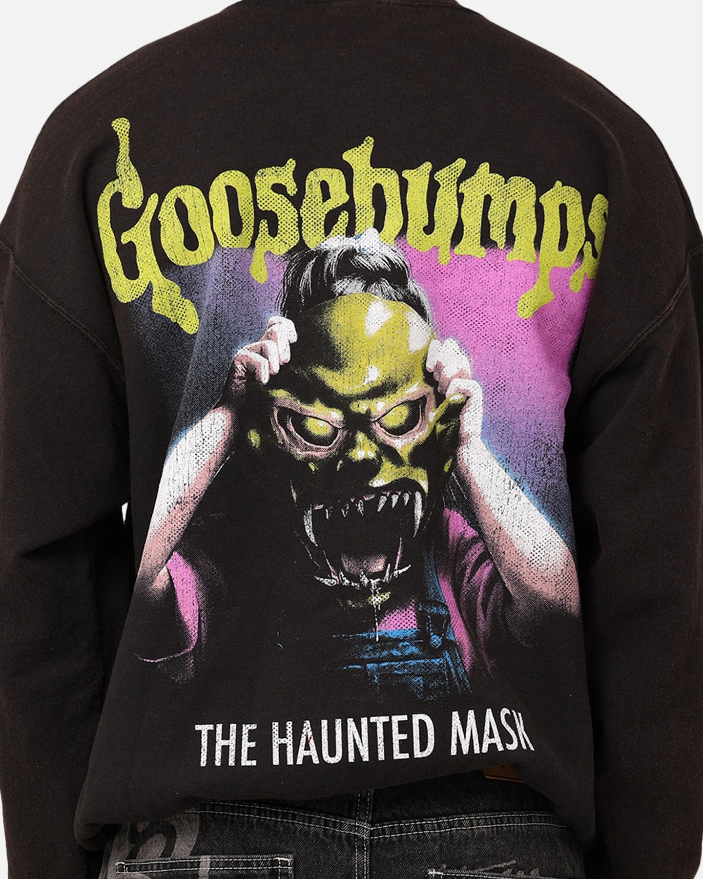 American Thrift X Goosebumps The Haunted Mask Crewneck Black Wash 7 American Thrift X Goosebumps The Haunted Mask Crewneck Black Wash - Image 5