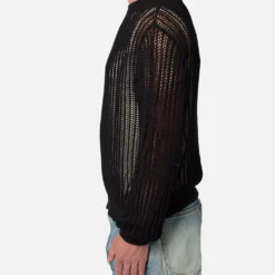 MNML Mesh Knit Sweater Black -Nuvora Fit Sales 02048350 YB001 mens 0030