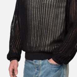 MNML Mesh Knit Sweater Black -Nuvora Fit Sales 02048350 YB001 mens 0060