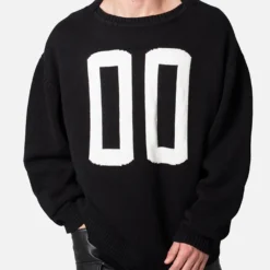 MNML Varsity Knit Sweater Black -Nuvora Fit Sales 02048369 YB001 mens 0050