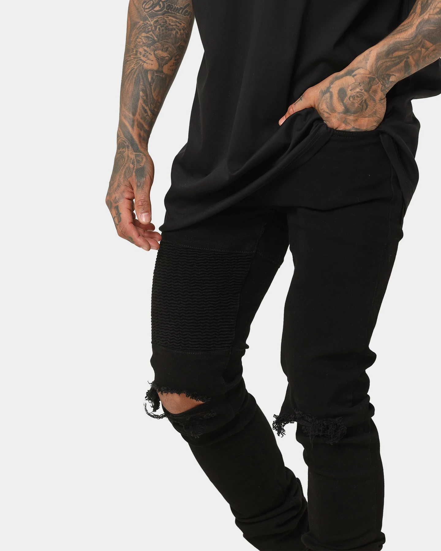 Saint Morta Index Distressed Biker Jeans Black 6 Saint Morta Index Distressed Biker Jeans Black - Image 4