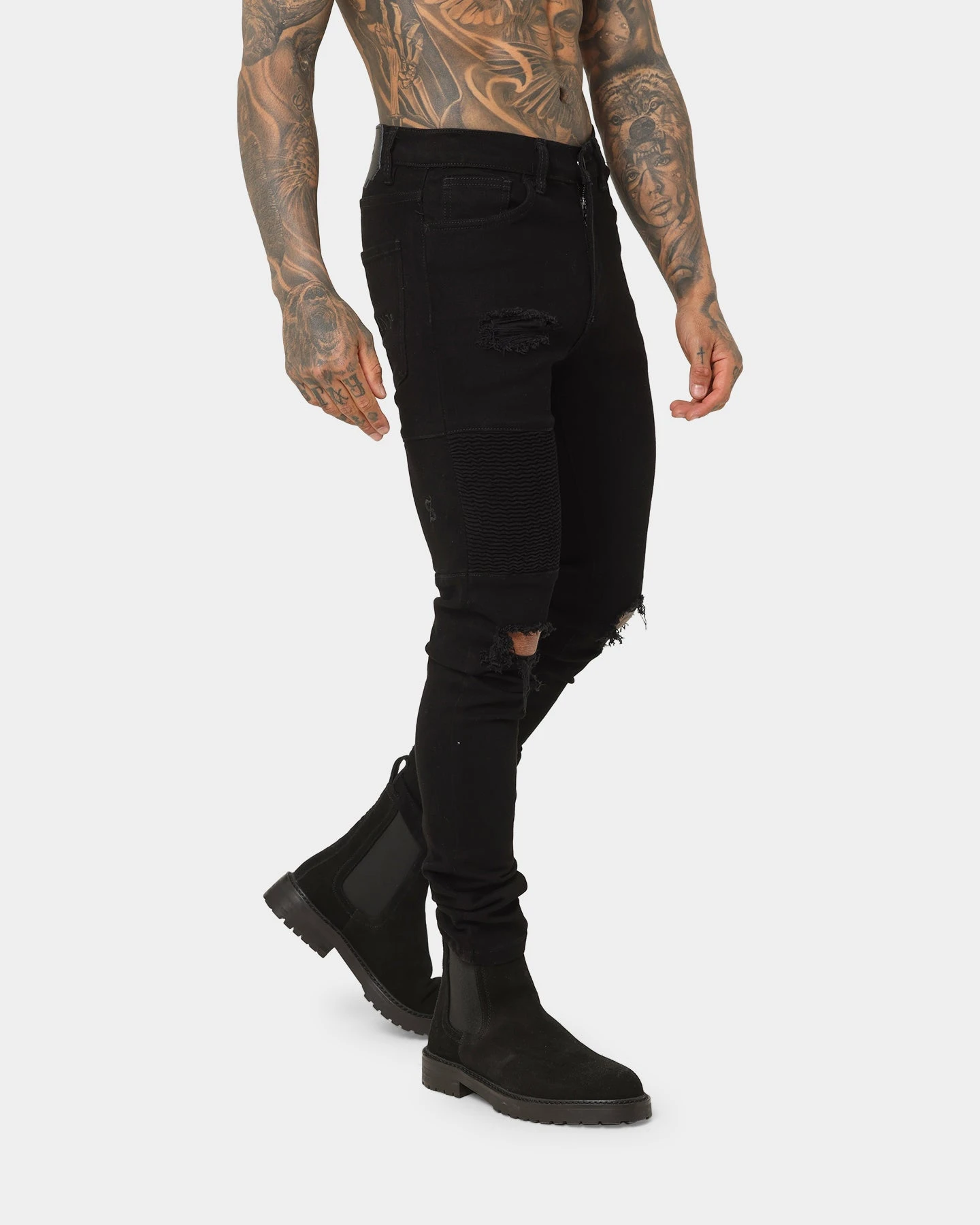 Saint Morta Index Distressed Biker Jeans Black 7 Saint Morta Index Distressed Biker Jeans Black - Image 5