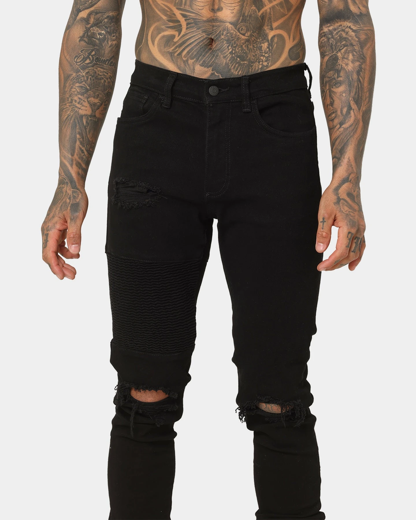 Saint Morta Index Distressed Biker Jeans Black 9 Saint Morta Index Distressed Biker Jeans Black - Image 7