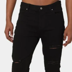 Carré Rugueux Distressed Skinny Jeans Black -Nuvora Fit Sales 03006172 YB001 mens 030