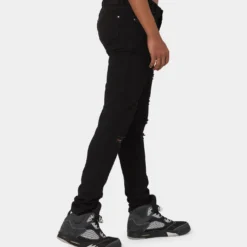 Carré Rugueux Distressed Skinny Jeans Black -Nuvora Fit Sales 03006172 YB001 mens 050