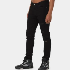 Carré Rugueux Distressed Skinny Jeans Black -Nuvora Fit Sales 03006172 YB001 mens 060