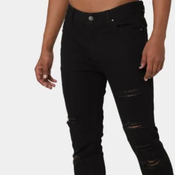 Carré Rugueux Distressed Skinny Jeans Black -Nuvora Fit Sales 03006172 YB001 mens 070
