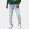 Carré Rugueux Distressed Skinny Jeans Light Blue -Nuvora Fit Sales 03006172 YL200 mens 0011
