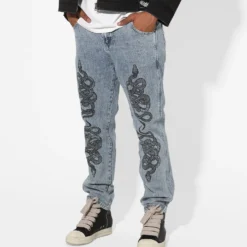 Saint Morta Death Adder Relaxed Jeans Stone Wash Blue