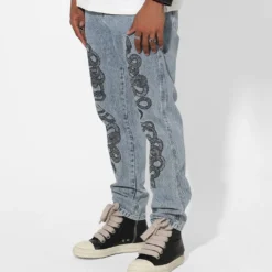 Saint Morta Death Adder Relaxed Jeans Stone Wash Blue -Nuvora Fit Sales 03008547 YB762 mens 60