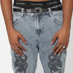 Saint Morta Death Adder Relaxed Jeans Stone Wash Blue -Nuvora Fit Sales 03008547 YB762 mens 70