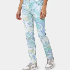 MNML D433 Spill Denim Jeans Blue/White