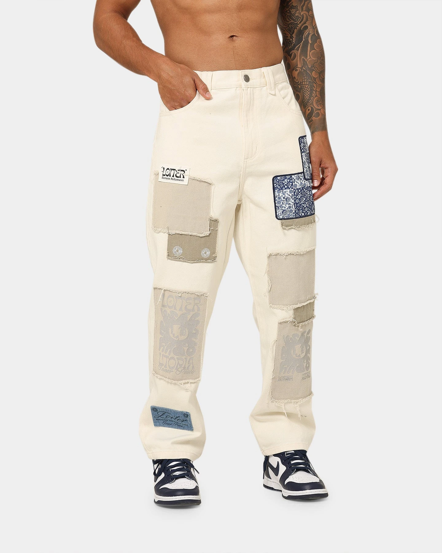 Loiter Utopia Patchwork Jeans Ecru 3 Loiter Utopia Patchwork Jeans Ecru