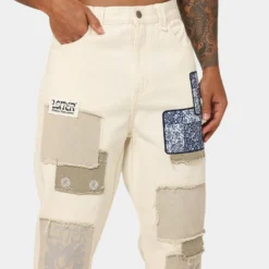 Loiter Utopia Patchwork Jeans Ecru 19 Loiter Utopia Patchwork Jeans Ecru -Nuvora Fit Sales 03009671 YE017 mens 0070