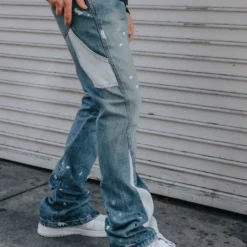 MNML B425 Patch Flare Denim Jeans Blue