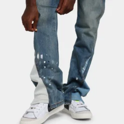 MNML B425 Patch Flare Denim Jeans Blue -Nuvora Fit Sales 03010047 YX001 mens 0100