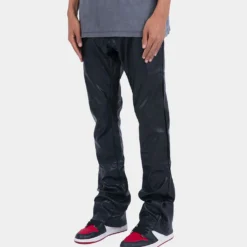 MNML B169 Leather Flare Denim Pants Black -Nuvora Fit Sales 03010146 YB001 mens 0010