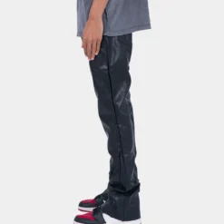 MNML B169 Leather Flare Denim Pants Black -Nuvora Fit Sales 03010146 YB001 mens 0020