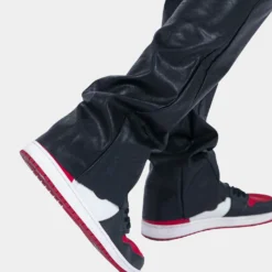 MNML B169 Leather Flare Denim Pants Black -Nuvora Fit Sales 03010146 YB001 mens 0060