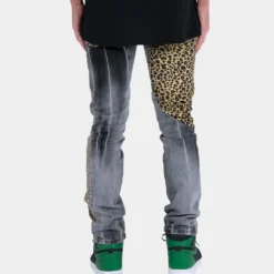 MNML D422 Leopard Denim Jeans Black/Brown -Nuvora Fit Sales 03010168 YB013 mens 0040