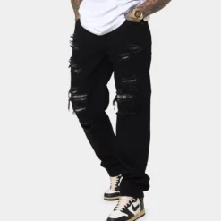 Saint Morta Prima Baggy Distressed Jeans Black/Stone