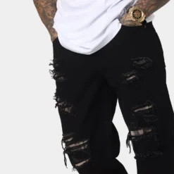 Saint Morta Prima Baggy Distressed Jeans Black/Stone -Nuvora Fit Sales 03010486 YB338 mens 040