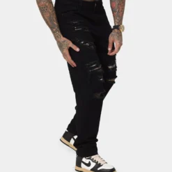 Saint Morta Prima Baggy Distressed Jeans Black/Stone -Nuvora Fit Sales 03010486 YB338 mens 050
