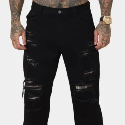 Saint Morta Prima Baggy Distressed Jeans Black/Stone -Nuvora Fit Sales 03010486 YB338 mens 070