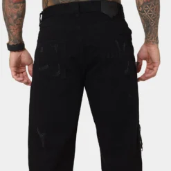 Saint Morta Prima Baggy Distressed Jeans Black/Stone -Nuvora Fit Sales 03010486 YB338 mens 080