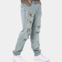 Saint Morta Prima Baggy Distressed Jeans Blue -Nuvora Fit Sales 03010486 YX001 mens 050