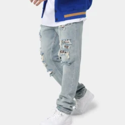 Saint Morta Prima Baggy Distressed Jeans Blue -Nuvora Fit Sales 03010486 YX001 mens 060