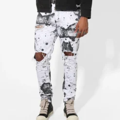 Saint Morta Acid Destroyer Jeans White/Black
