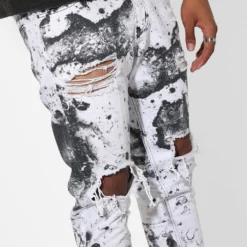 Saint Morta Acid Destroyer Jeans White/Black -Nuvora Fit Sales 03010769 YW110 mens 30