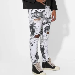 Saint Morta Acid Destroyer Jeans White/Black -Nuvora Fit Sales 03010769 YW110 mens 50