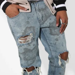 Saint Morta Acid Destroyer Jeans Blue/Black -Nuvora Fit Sales 03010769 YX014 mens 000030