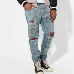 Saint Morta Acid Destroyer Jeans Blue/Black -Nuvora Fit Sales 03010769 YX014 mens 000050