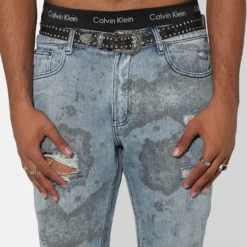 Saint Morta Acid Destroyer Jeans Blue/Black -Nuvora Fit Sales 03010769 YX014 mens 000070