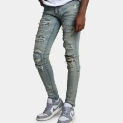 MNML X201 Rhinestone Skinny Denim Pants Blue -Nuvora Fit Sales 03010799 YX001 mens 0040 b252beca d68f 4e1a a81c 6589b3c2325a