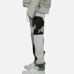 MNML X Kybucci V446 Lace Baggy Denim Pants Blue/White -Nuvora Fit Sales 03010951 YX095 mens 00040