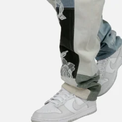 MNML X Kybucci V446 Lace Baggy Denim Pants Blue/White -Nuvora Fit Sales 03010951 YX095 mens 00070