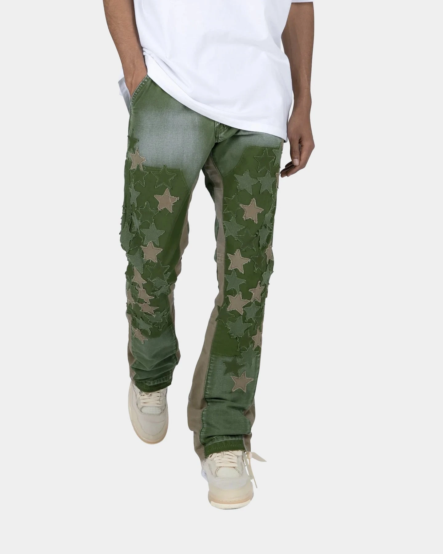 MNML B451 Star Flare Denim Pants Olive 4 MNML B451 Star Flare Denim Pants Olive - Image 2