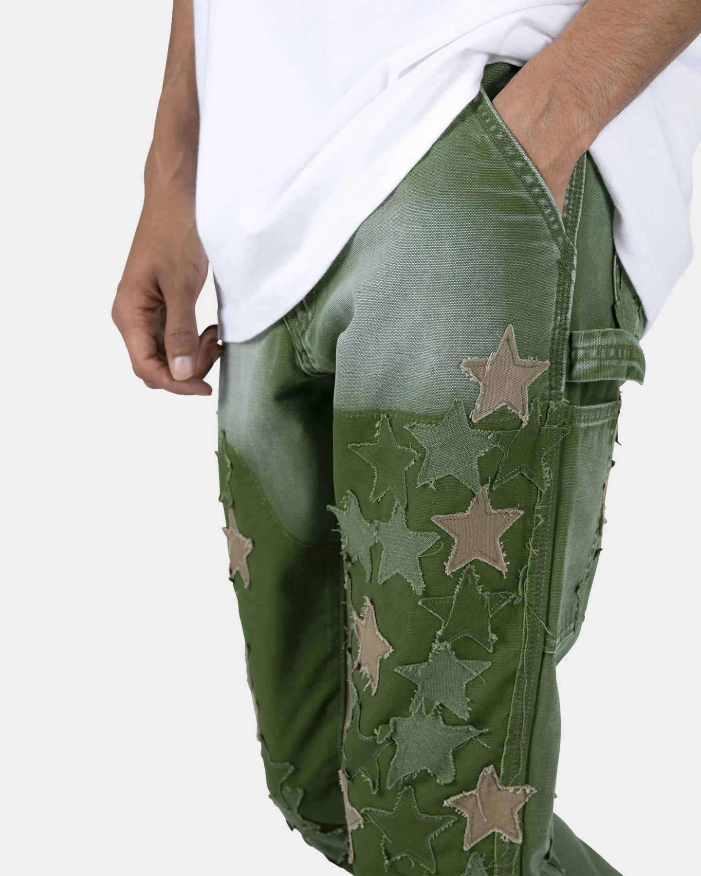 MNML B451 Star Flare Denim Pants Olive 9 MNML B451 Star Flare Denim Pants Olive - Image 7