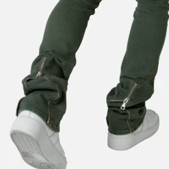 MNML X491 Convertible Skinny Denim Jeans Olive -Nuvora Fit Sales 03011291 YO100 mens 00080