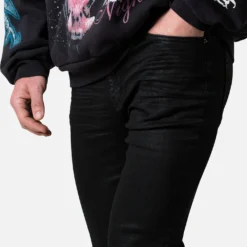 MNML X491 Convertible Skinny Denim Jeans Waxed Black -Nuvora Fit Sales 03011465 YW833 mens 00060