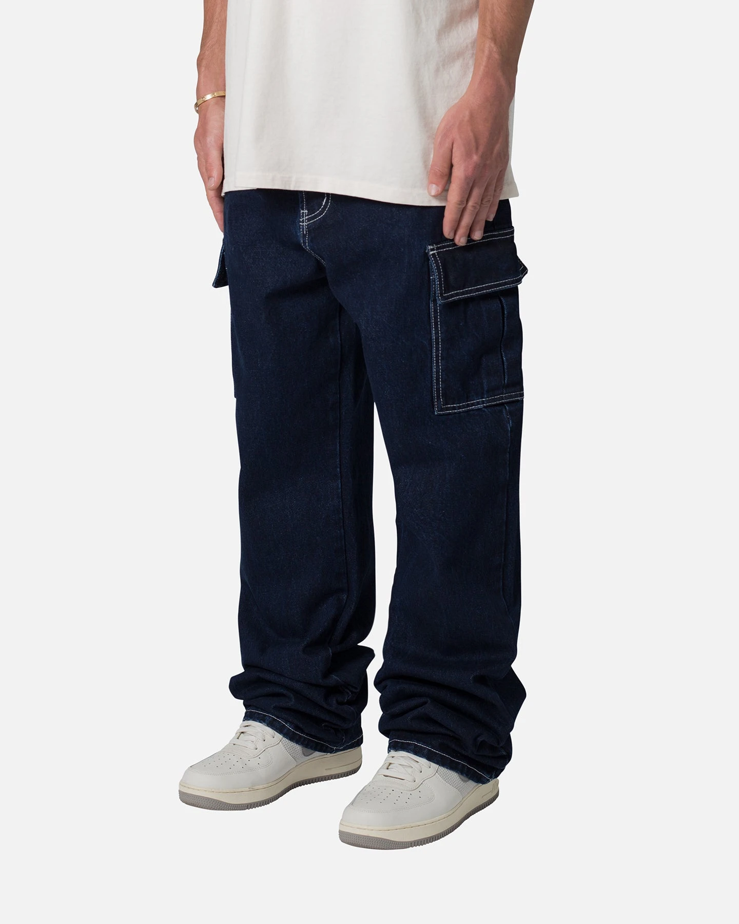 MNML Contrast Ultra Baggy Cargo Denim Jeans Blue 4 MNML Contrast Ultra Baggy Cargo Denim Jeans Blue - Image 2