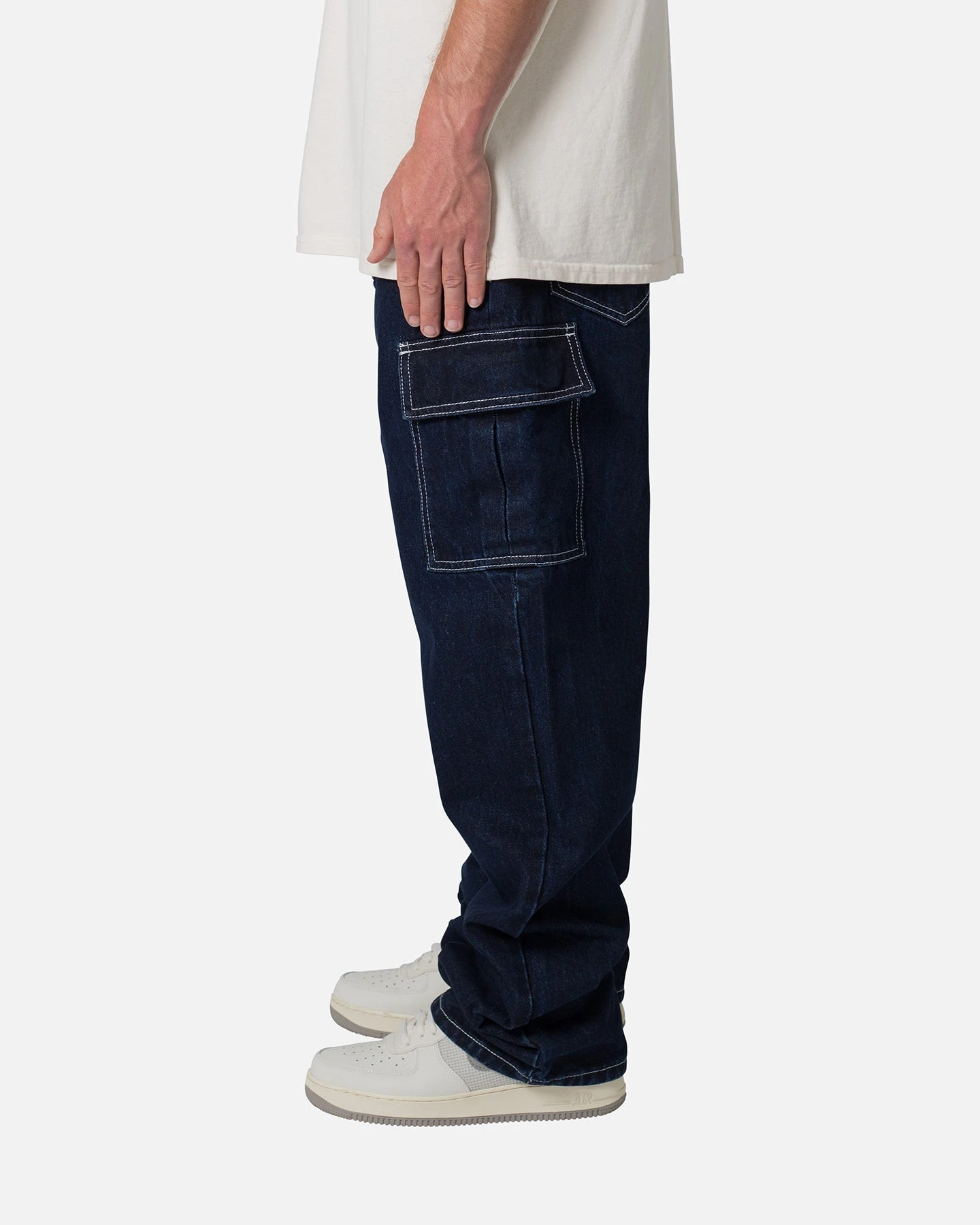 MNML Contrast Ultra Baggy Cargo Denim Jeans Blue 5 MNML Contrast Ultra Baggy Cargo Denim Jeans Blue - Image 3