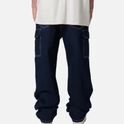 MNML Contrast Ultra Baggy Cargo Denim Jeans Blue 11 MNML Contrast Ultra Baggy Cargo Denim Jeans Blue -Nuvora Fit Sales 03011650 YX001 mens 0040