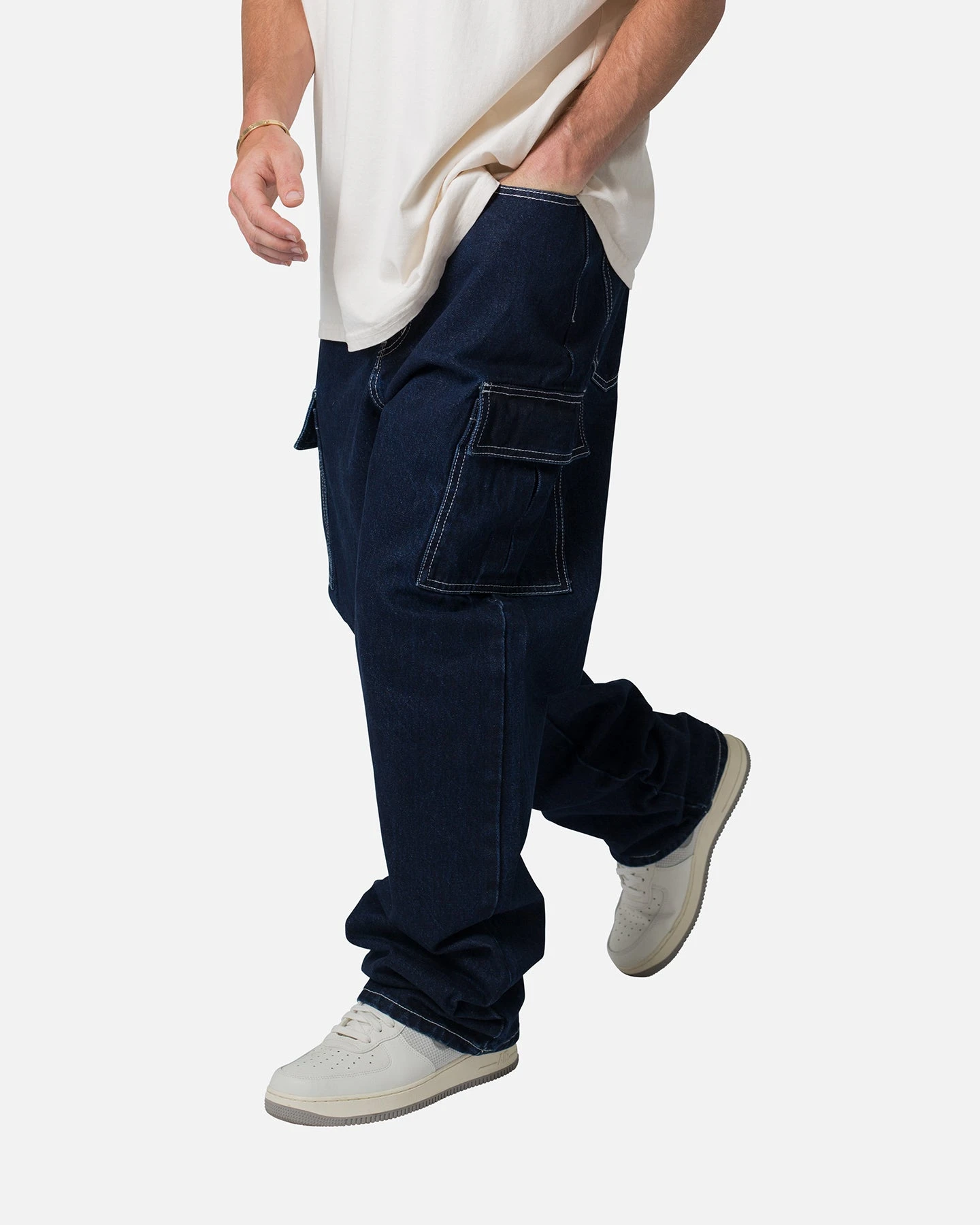 MNML Contrast Ultra Baggy Cargo Denim Jeans Blue 7 MNML Contrast Ultra Baggy Cargo Denim Jeans Blue - Image 5