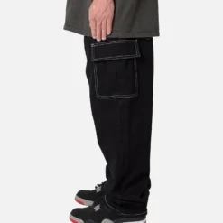 MNML Contrast Ultra Baggy Cargo Denim Jeans Black -Nuvora Fit Sales 03011651 YB001 mens 0030